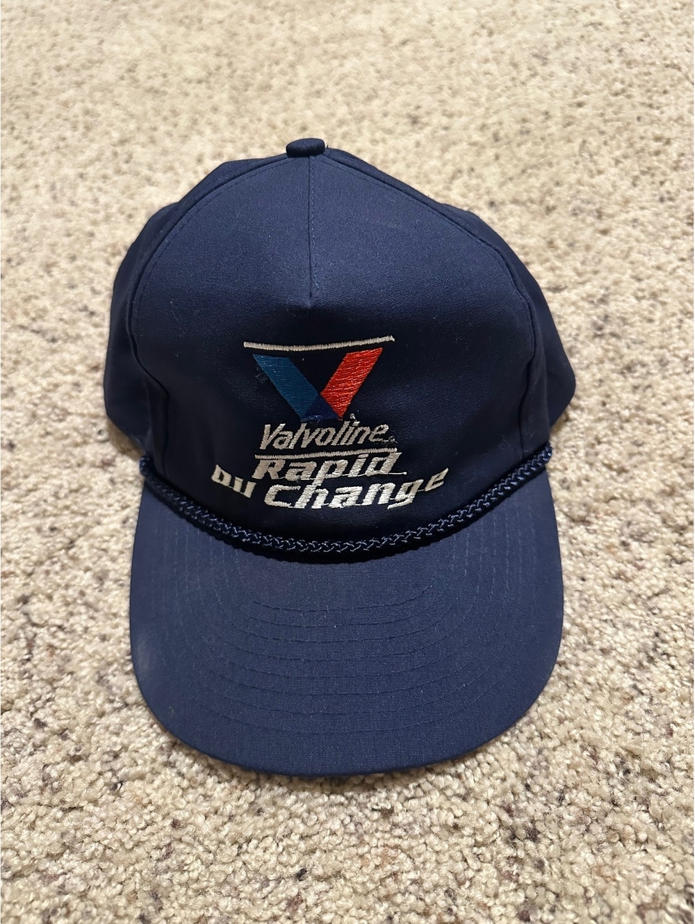 Vintage Valvoline Rapid Oil Change Navy Blue Adjustable Cap Hat